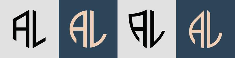 Creative simple Initial Letters AL Logo Designs Bundle.