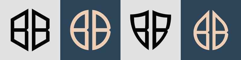 Paquete creativo de diseños de logotipos de letras iniciales simples bb. vector