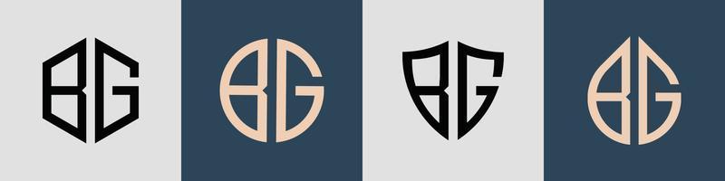 Creative simple Initial Letters BG Logo Designs Bundle. vector