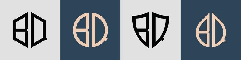 Paquete de diseños de logotipo bq de letras iniciales simples y creativas. vector