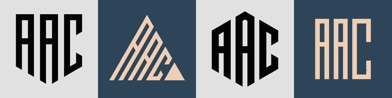 Paquete de diseños de logotipos aac con letras iniciales simples y creativas. vector