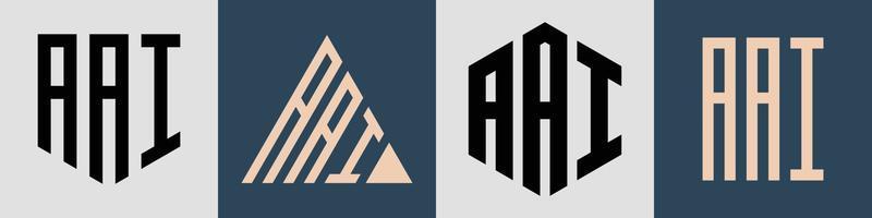 Paquete de diseños de logotipos aai con letras iniciales simples y creativas. vector