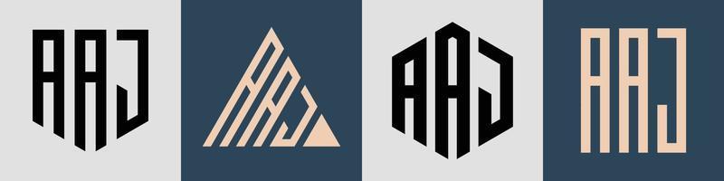 Paquete creativo de diseños de logotipos de letras iniciales simples aaj. vector