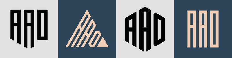 Paquete de diseños de logotipo aao de letras iniciales simples y creativas. vector