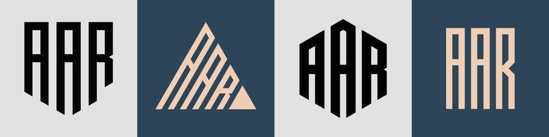 paquete de diseños de logotipos aar con letras iniciales simples y creativas. vector