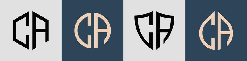 Creative simple Initial Letters CA Logo Designs Bundle.