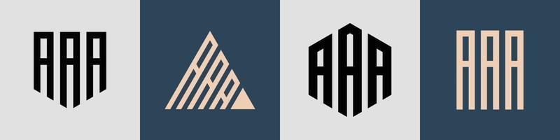 Paquete de diseños de logotipo aaa de letras iniciales simples y creativas. vector