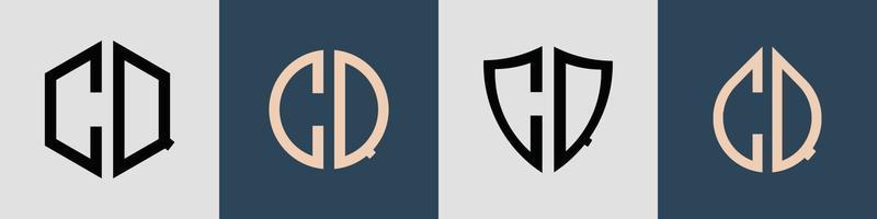Paquete de diseños de logotipo cq de letras iniciales simples y creativas. vector