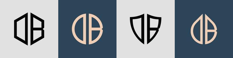 Paquete de diseños de logotipos db con letras iniciales sencillas y creativas. vector