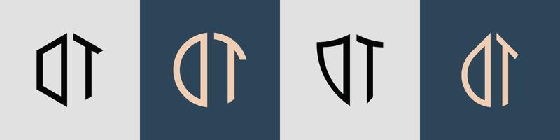 paquete de diseños de logotipos dt con letras iniciales sencillas y creativas. vector