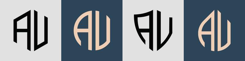 Creative simple Initial Letters AV Logo Designs Bundle.
