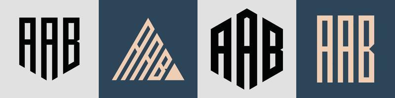 Paquete de diseños de logotipos aab con letras iniciales simples y creativas. vector