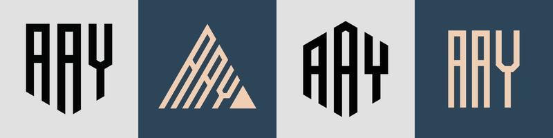 Paquete creativo de diseños de logotipos de letras iniciales simples aay. vector