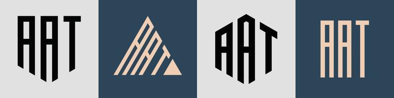 paquete de diseños de logotipos aat con letras iniciales simples y creativas. vector