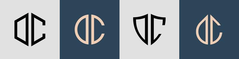 Paquete creativo de diseños de logotipo de DC con letras iniciales simples. vector