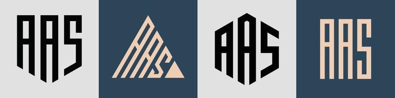 paquete de diseños de logotipos aas con letras iniciales simples y creativas. vector