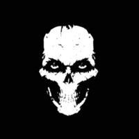 Illustration of a white skull on a black background. vector