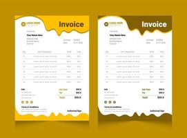 Minimal yellow color invoice template vector design