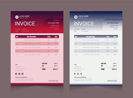 gradient color invoice template set design vector