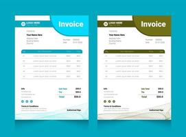 Elegant color invoice template design vector