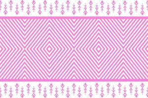 Pink and white geometric ethnic seamless pattern design for wallpaper, background, fabric, curtain, carpet, clothing, and wrapping vector illustration.