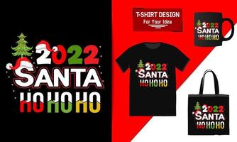 bolsa de diseño de camiseta de feliz navidad y maqueta de taza para merchandising este diseño es perfecto para camisetas vector