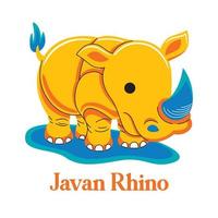 rinoceronte java en estilo de diseño plano vector