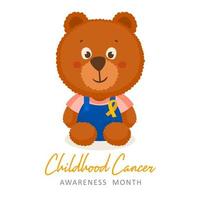 Children's toy with a Childhood Cancer Awareness Yellow Ribbon vector