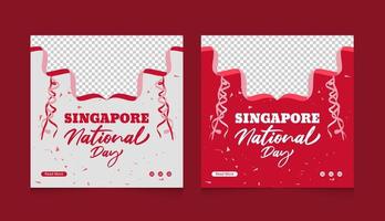 diseño plano del ejemplo de la bandera de la publicación de las redes sociales del día nacional de singapur vector