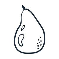 Pear line art . Vector illustration with doodles on the theme of cozy autumn.A cute element for greeting cards, posters, stickers and seasonal design. Isolated on a white background.