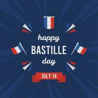 dark blue poster with french flag for greeting card, marketing, sales or social media post on bastille day vector