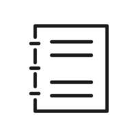 icono de esquema de cuaderno para ui, aplicación móvil, sitio web con un diseño simple y moderno vector