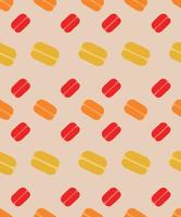 Concept of pattern of multicolored macaroons on colored background. Vector illustration. Design element for site backgrounds of stationery packaging