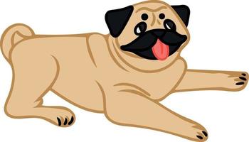 Vector illustration of adorable pug in lying position. The image can be used as design element in posters packages postcards on websites