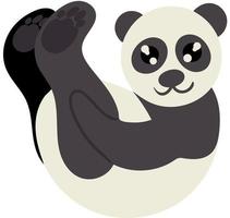 adorable panda acostado boca arriba. Imagen aislada sobre fondo blanco. se puede utilizar en el diseño de sitios web de banners de accesorios de ropa. ilustración vectorial vector