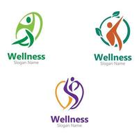 imagen de concepto de cuidado saludable de plantilla de diseño de logotipo de personas de bienestar vector