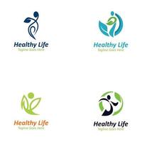 People leaf wellness logo abstract nature design Vector Image template