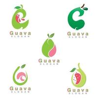 diseño de logotipo de fruta de guayaba vector de plantilla simple y moderno