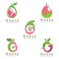 diseño de logotipo de fruta de guayaba vector de plantilla simple y moderno