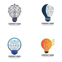 Bulb tech on Circuit logo design, Electric light Technology icon vector