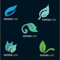 Peppermint leaf logo inspiration concept design on black background vector