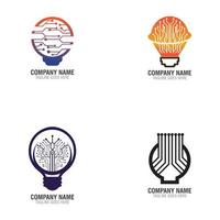 Bulb tech on Circuit logo design, Electric light Technology icon vector