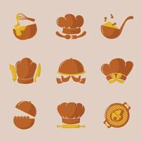 Chef Caterer Icons Set vector