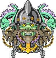 scary zombie pirate, illustration design vector