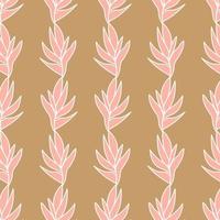 Simple outline herbal seamless pattern, floral background. Vector hand drawn sketch, fabric print template. Line art wallpaper with leaves. Elegant botanical wrapping paper design.