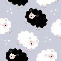 Seamless pattern with cute sheep and lambs. Loop pattern for fabric, textile, wallpaper, posters, gift wrapping paper, napkins, tablecloths. Print for kids. Children's pattern vector illustration
