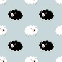 Seamless pattern with cute sheep and lambs. Loop pattern for fabric, textile, wallpaper, posters, gift wrapping paper, napkins, tablecloths. Print for kids. Children's pattern vector illustration