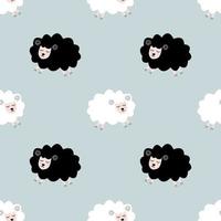 Seamless pattern with cute sheep and lambs. Loop pattern for fabric, textile, wallpaper, posters, gift wrapping paper, napkins, tablecloths. Print for kids. Children's pattern vector illustration