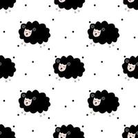 Seamless pattern with cute sheep and lambs. Loop pattern for fabric, textile, wallpaper, posters, gift wrapping paper, napkins, tablecloths. Print for kids. Children's pattern vector illustration