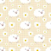Seamless pattern with cute sheep and lambs. Loop pattern for fabric, textile, wallpaper, posters, gift wrapping paper, napkins, tablecloths. Print for kids. Children's pattern vector illustration
